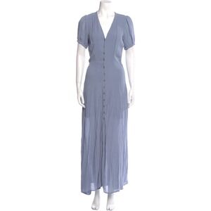 NWT Reformation Blue Button Detail Short Sleeve Maxi Dress coquette cottagecore